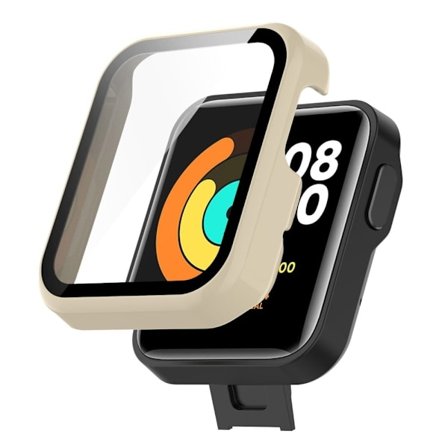 Xiaomi Mi Watch Lite / Redmi Watch simple cover with tempered glass screen protector - Ivory White