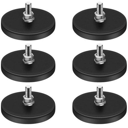 Kumipinnoitetut magneetit, 10 kg neodyymimagneettipohja M6-kierteellä, magneetti pulteilla ja muttereilla, vahva