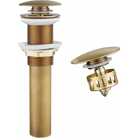 Vintage Pop-Up Afløb, Uden Overløb, Antik Universal Vask Afløbsstop med Si-kurv, Messing Anti-Tilstopning Badeværelse Afløb