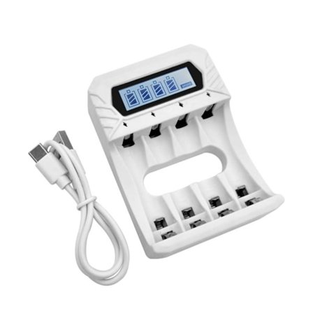 Pakke med 4 Type C oppladbare AA 3A-batterier Uavhengig lader for hverdagsbruk