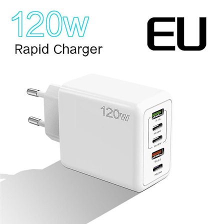 USB-C 120W PD Oplader Type C Strømadapter Kompatibel med Phone Samsung