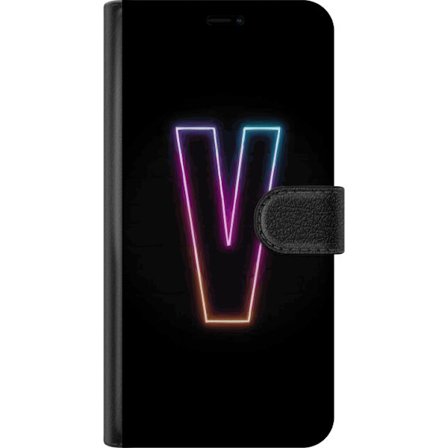 Kompatibel Tegnebogsetui til Nothing Nothing Phone (3a) Pro Neonbogstav V i farvegradueret lys mod sort baggrund, minimalistisk design med tydelig glÃ