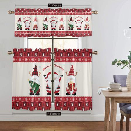 1/2 St Stång Pocket Blackout Snögubbe Print Jul Halv Gardin