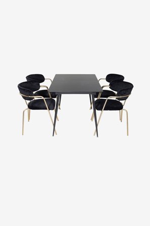 Venture Home - Spisegruppe Silar med 4 stk spisestoler Arrow - Svart - Spisegrupper - Fra Homeroom