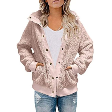 Dam Vinterjacka Enfärgad Lapel Lamm Wool Jacka light pink s