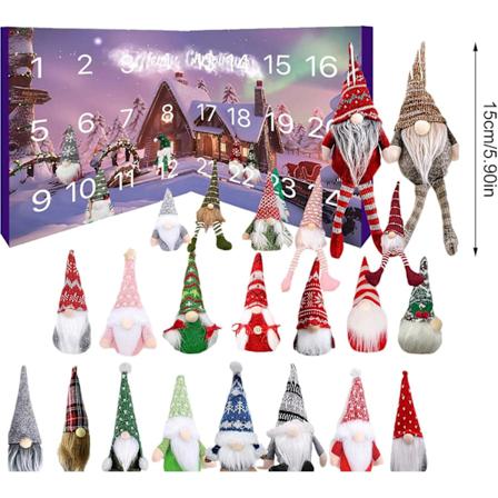 Jultomte Adventskalender Tomte Plyschleksak Adventskalender Rolig Nedräkningskalender 24 Dagars Nedräkning Julpynt Tomtedock Samlarobjekt C