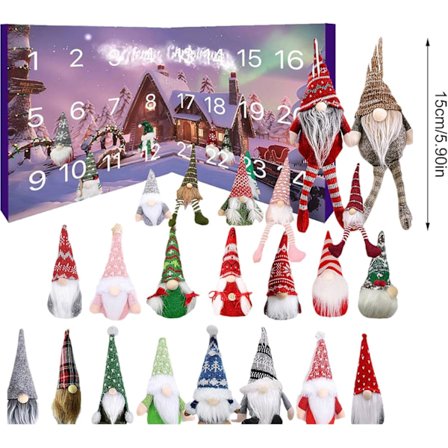 Julegnom Adventskalender Gnomen Plyslegetøj Adventskalender Sjov Nedtællingskalender 24 Dages Nedtælling Julepynt Gnomen Dukke Samleobjekt