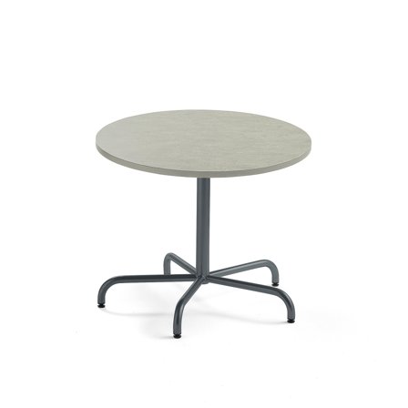 Tisch PLURAL, Ø 900x720 mm, Linoleum-Platte, grau, anthrazit