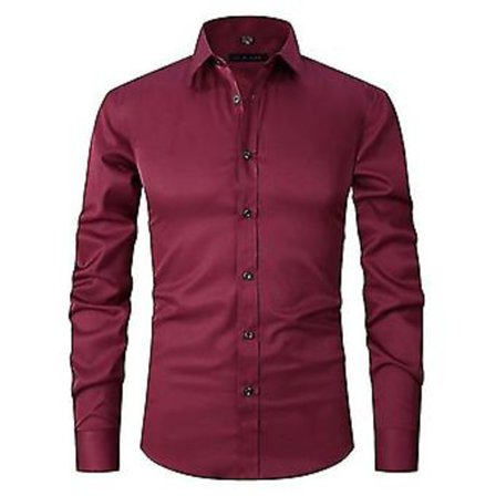 Herre Skjorte Slim Fit Langærmet Skjorte (39 Rød)