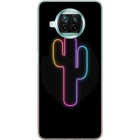 Kompatibelt Mobildeksel til Xiaomi Xiaomi Mi 10T Lite 5G Neonillustrasjon av kaktus i rosa og blått lys mot mørk bakgrunn
