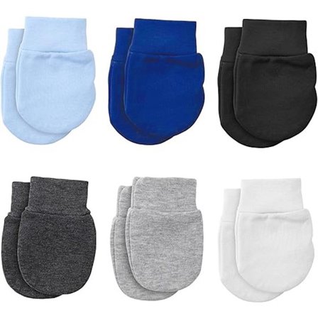 Vauvan käsineet 6 paria naarmuuntumisenestokäsineet 9,5 x 7,5 cm 0-6 kuukauden ikäisille taaperoille tai käyttöön vaaleansininen kuninkaansininen 