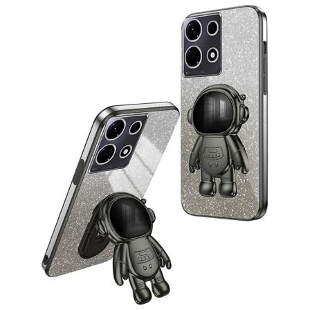 För Transsion Infinix Note 30 VIP 5G Fodral Kickstand Galvanisering PC+TPU Telefonfodral Black