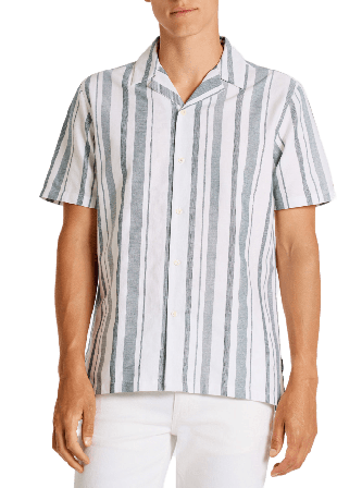 Lindbergh Structure Stripe S/S Resort Skjortor Herr Grön S