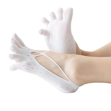 3 par Crossband Lace Five-Finger Socks - Vit