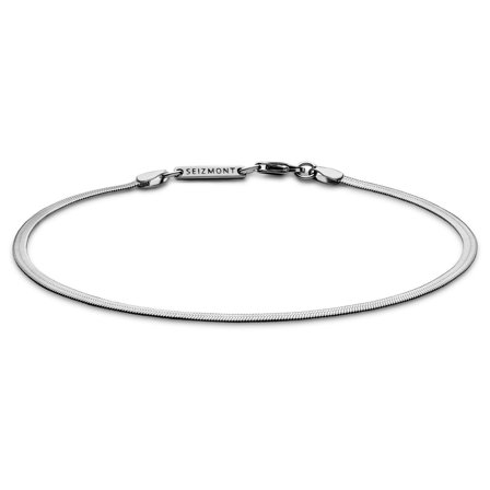 Argentia | 925s | Pulsera de cadena tipo espiga de plata de ley chapada en rodio de 2 mm para hombres - Pulseras de acero
