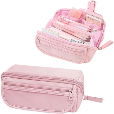 Large Capacity Pencil Case 9 Layers Storage Compartments, Multifunctional Pen Pouch for Boys and Girls (Blue/Pink/Purple)