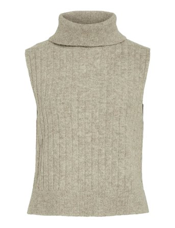Vibeluna High Neck S/L Knit Vest-Noos Beige Vila