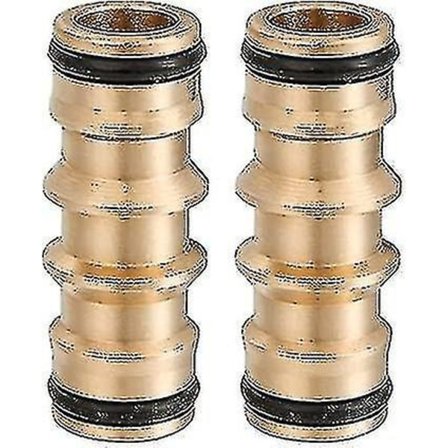 2 stk. dobbelt haneslangekoblinger, slangehurtigkobling messing dobbelt haneslangeendekobling slangekoblinger til haveslangeslangehane(hy)