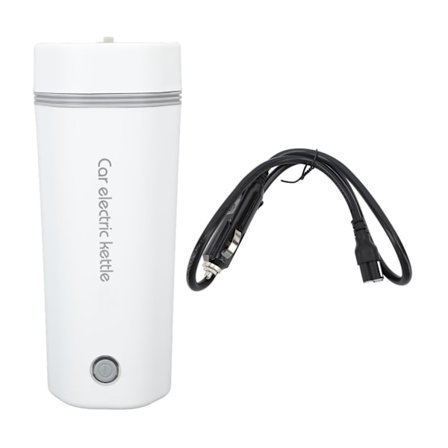 Bærbar elkedel 350 ml rustfrit stål mini varmtvandskande med USB-oplader 24V 140W hvid kontorrejse