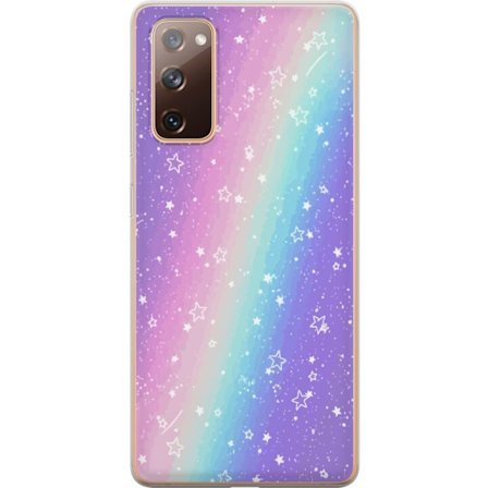 Kompatibelt Mobildeksel til Samsung Galaxy S20 FE Rainbow-farget pastellbakgrunn med hvite stjerner og gnistrende prikker i myk overgang