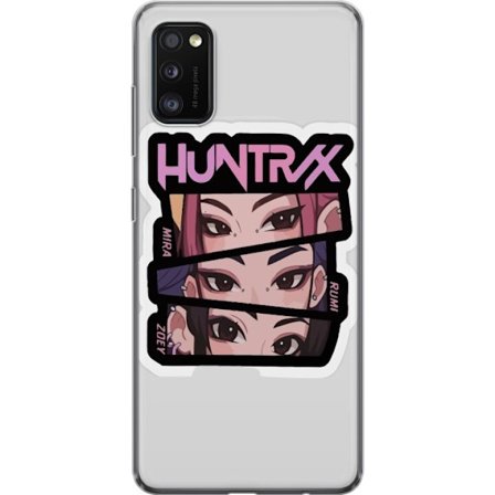 Yhteensopiva Puhelinkuori Samsung Galaxy A41 K-pop-inspiroitunut futuristinen tyttöryhmä neonvaloissa ja kosminen sci-fi-kohtaus