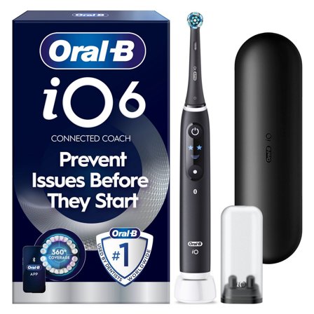 Oral-B iO6 Black Lava, Travel Case, Travel Refi - Eltandborste med 5 lägen och app