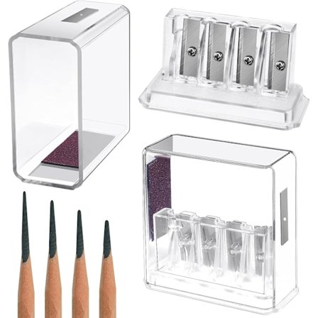 2-pak, Lang Spids Blyantspidser til Kunstnere, 4-Huls Håndholdt Spidser til Skitsering, Kul- og Farveblyanter, Tømrer-Kvalitet