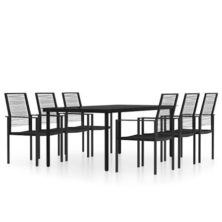 vidaXL Matgrupp för trädgården 7 delar svart