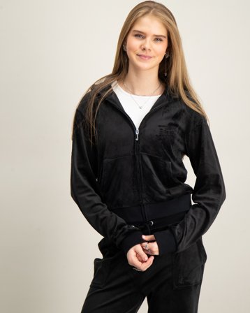Juicy Couture Tonal Zip Through Hoodie Svart Huvtröjor/Hoodies Tjej - Kids Brand Store