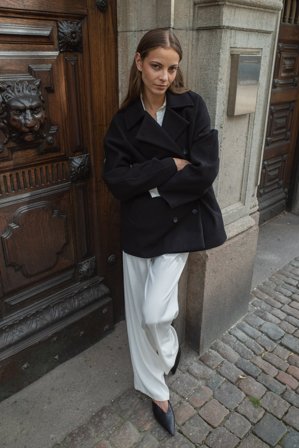 NA-KD Double Breasted Short Coat - Forårsjakker - Sort - EU 42