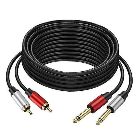 5m Dubbel 1/4 tum TS till Dubbel RCA Stereo Ljudkabel 2x 6.35mm TS till RCA Hane Adapter Kabel
