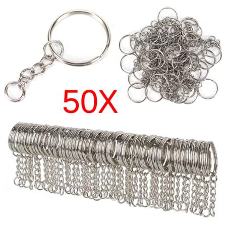 50st 25mm Polerat Silver Nyckelring Nyckelring Split Ring Kort Ch