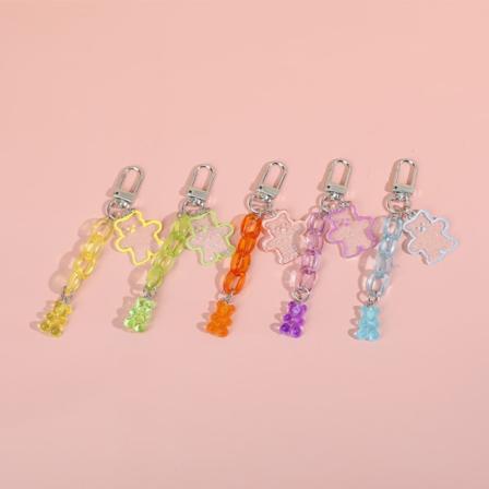 5 stk. - Kawaii bjørne nøglering, sød tegneserie vedhæng taske charme, egnet til rygsække, håndtasker, nøgler