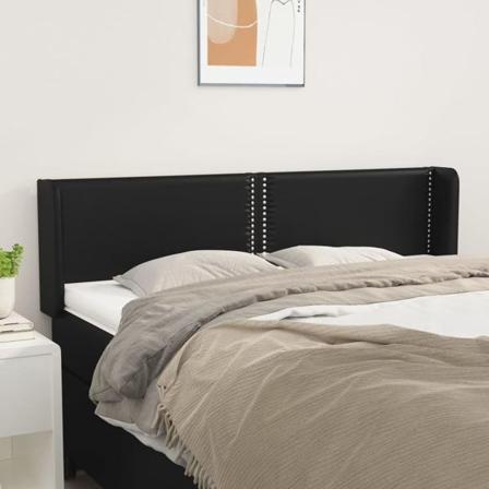 Vidaxl Huvudgavel Med Kanter Svart 147x16x78/88 Cm Konstläder Svart