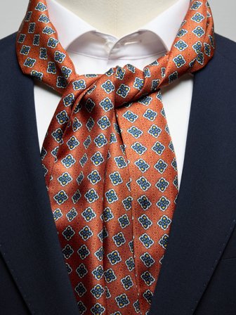 John Henric Men's Terracotta Printed Geometric Scarf Silk Size Onesize