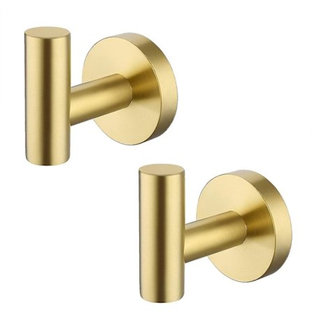 Bath Towel Hook Robe Hook For Bathroom Kitchen No Drill Wall Mount Sus 304 Stainless Steel Brushed Brass