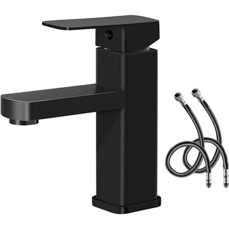 Baderomsarmatur Kaldt-Varmt Vann Tilgjengelig Vask Armatur Svart Overflate Slitesterk