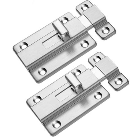 Dørbolt Tårnbolt Heavy Duty Skyvelås Rustfritt Stål Flat Slide Sikkerhetsdør Tønnebolt Lås Tårnbolt Hengelås Med Skruer For(2stk, Sølv)