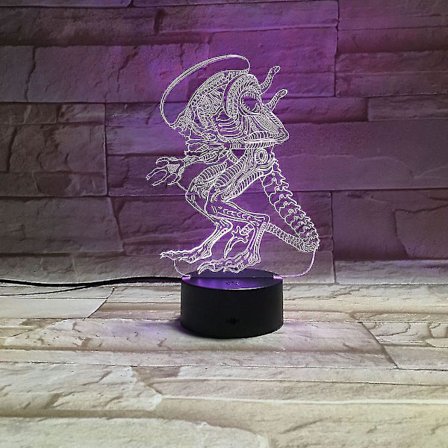 Aliens Predator 3d Led Nattljus Sovrumsbordslampa Färg ändras