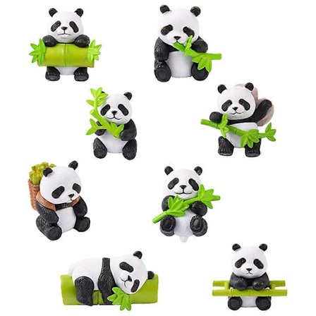 Lille Panda Figur Dekorative Harpiks Panda Figurer Til DIY Håndværk 8 stk