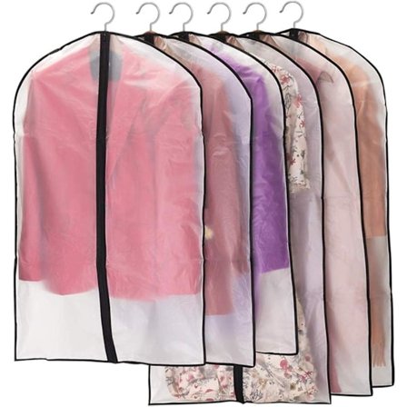 Tøjposer Pakke med 6, Gennemsigtige Dragtposer, 120 x 60 cm + 100 x 60 cm Åndbar Stof Dragtpose til Dragter, Kjoler, Frakker