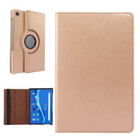 Lenovo Tab M10 FHD Plus 360 graders läderfodral med litchi-textur - Guld Guld