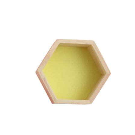 /EA/ Væghylde i massivt træ Displayhylde Hexagonal honeycomb-hylde (Medium, Gul),