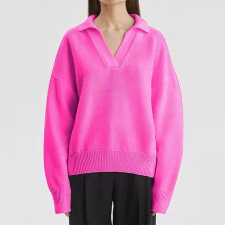 Damtröja Med V-ringad Långärmad Tröja