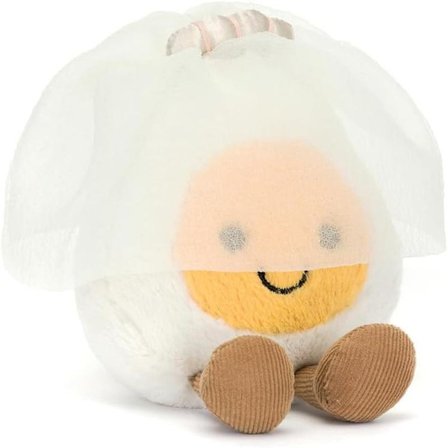 Jellycat Amuseables Keitetty Muna Morsian Pehmolelu, 14 cm - Ruokapehmo - Hauska Hää- ja Kihlauslahja