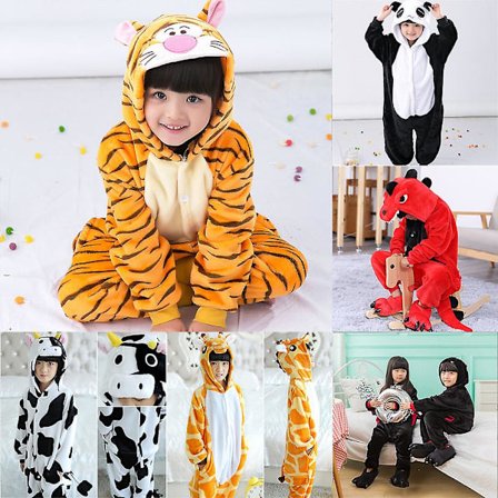 Unisex barn flanell onesie pyjamas, cosplay dyrekostyme ett stykke Halloween nattøy nattklær for gutter jenter tiger Tig-FA-