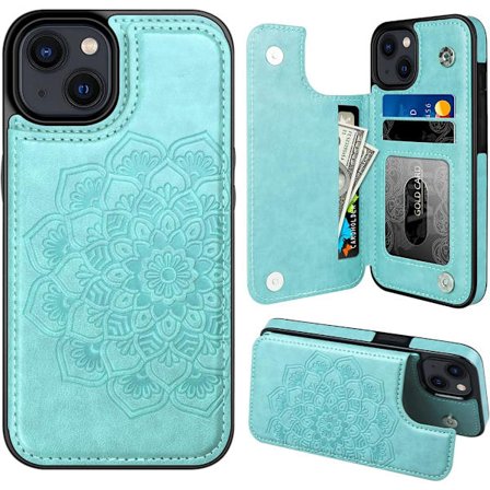 Uusin malli 2025 iPhone 15 -kotelolle korttipidikkeellä, kukkakuvioinen magneettinen takakansi iPhone 15 -lompakkokotelo naisille, suojakotelo