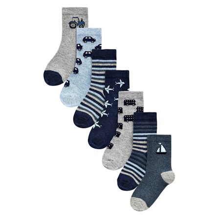 Ex Store Børn/Transport Bomuldsstrømper (7-pak) Størrelse 4 UK Multifarvet