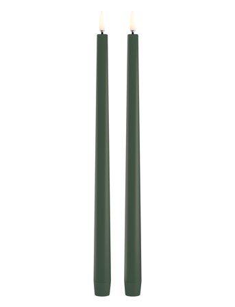 UYUNI Lighting Led Slim Taper Candle, Olive Green, Smooth, 2-Pack, 2,3X32 Cm - Green - H32CM