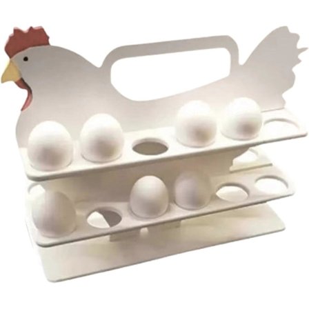 Kananmunateline | Kananmuotoinen munien säilytysteline keittiöön | Puinen keittiön työtason munateline